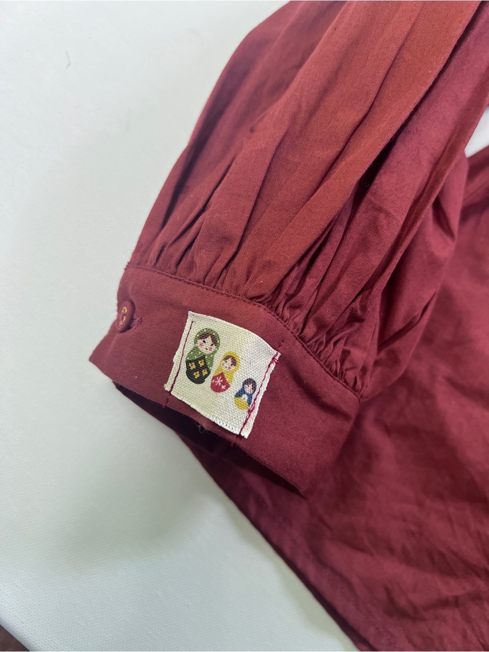 Anthropologie Nikasha Utility mandarin blouse button down shirt rust red - Picture 3 of 6